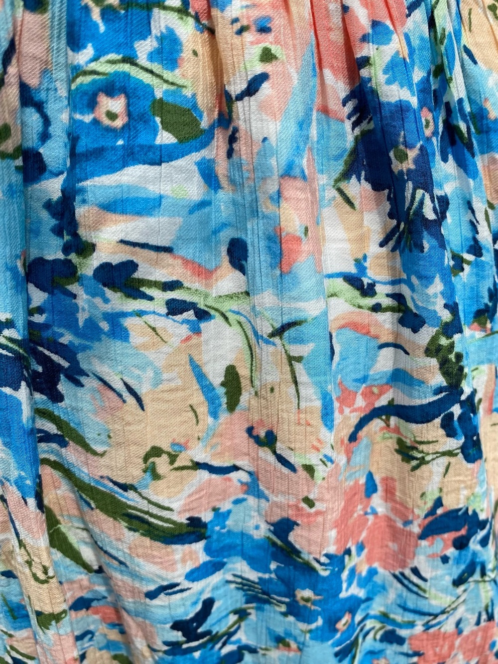 Abercrombie & Fitch Floral Ruffle Maxi Dress in Blue and Peach NWT Size XS - Picture 7 of 15